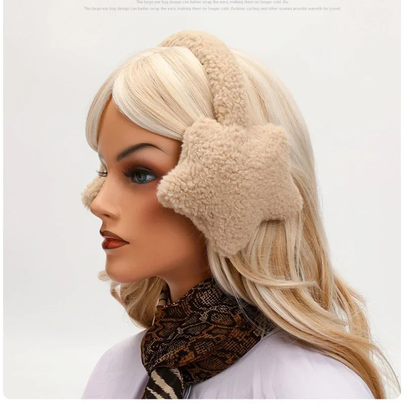 Y2K Star Fluffy Earmuffs Earplugs Cold Protection Women Ear Cover Keep Warm Solid Color Plush Earmuffs Cycling Accessories i251029