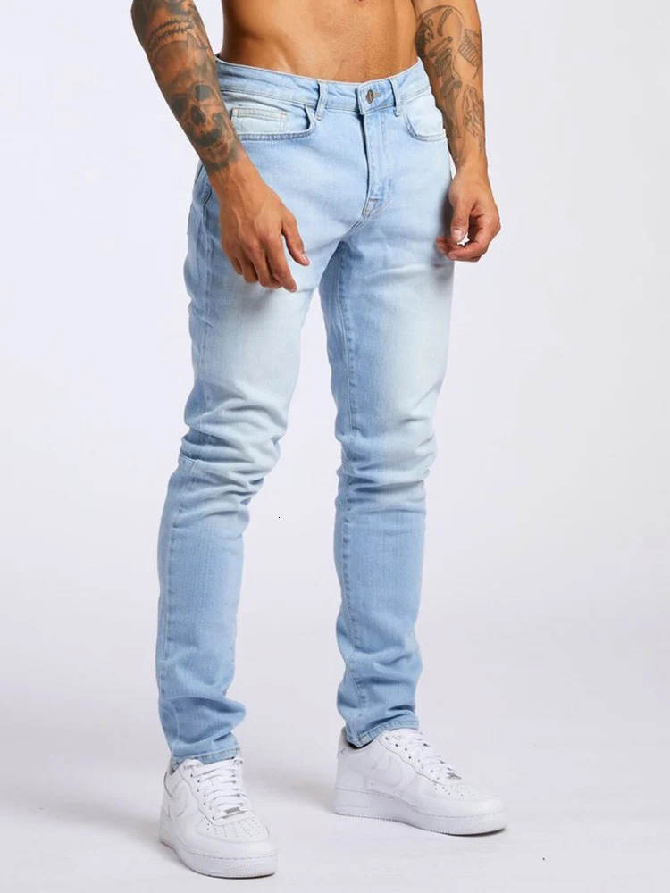 Mens Jeans Elastic Skinny Solid Color Stretch Pencil Pants Slim Fit Denim Jeans Jogging Streetwear Cowboy Casual Trousers Blck 251029