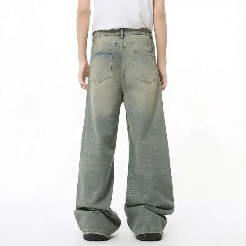 IEFB Autumn Men Denim Pants Straight Droop Vintage Loose Bottom Straight Wide Leg Casual Male Trousers Korean Style 9C1519 251029