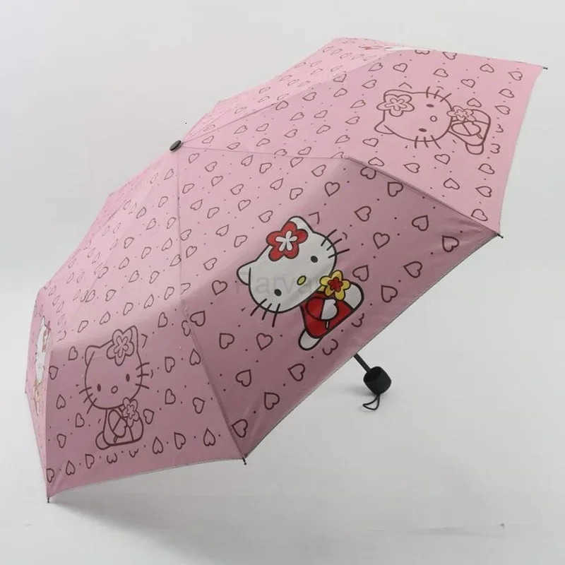 Sanrio Hello Kitty Fabric Cartoon Cute Umbrella Pink Mini Umbrella Fold Long Handle Umbrella Sanrio Kids Umbrella Accesorios Girl Gifts L251029