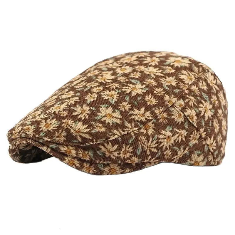 Spring and summers corduroy Print sboy Caps Flat Peaked Cap Girl Women Painter Beret Hats 119 251013