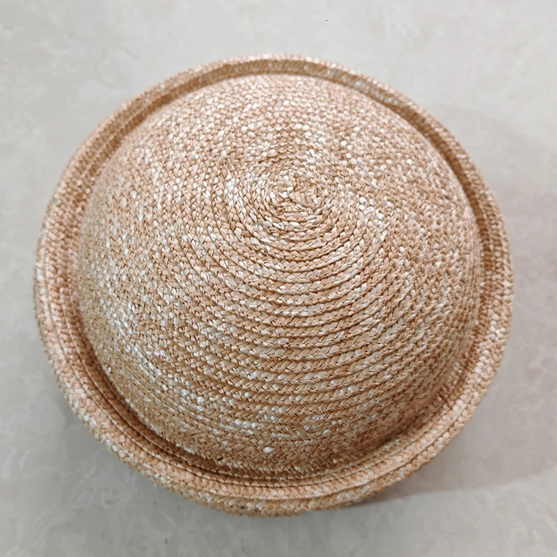 Summer Knitted Beret Womens Sun Hat Circle Concave Top Straw Church Derby Party Beach 251013