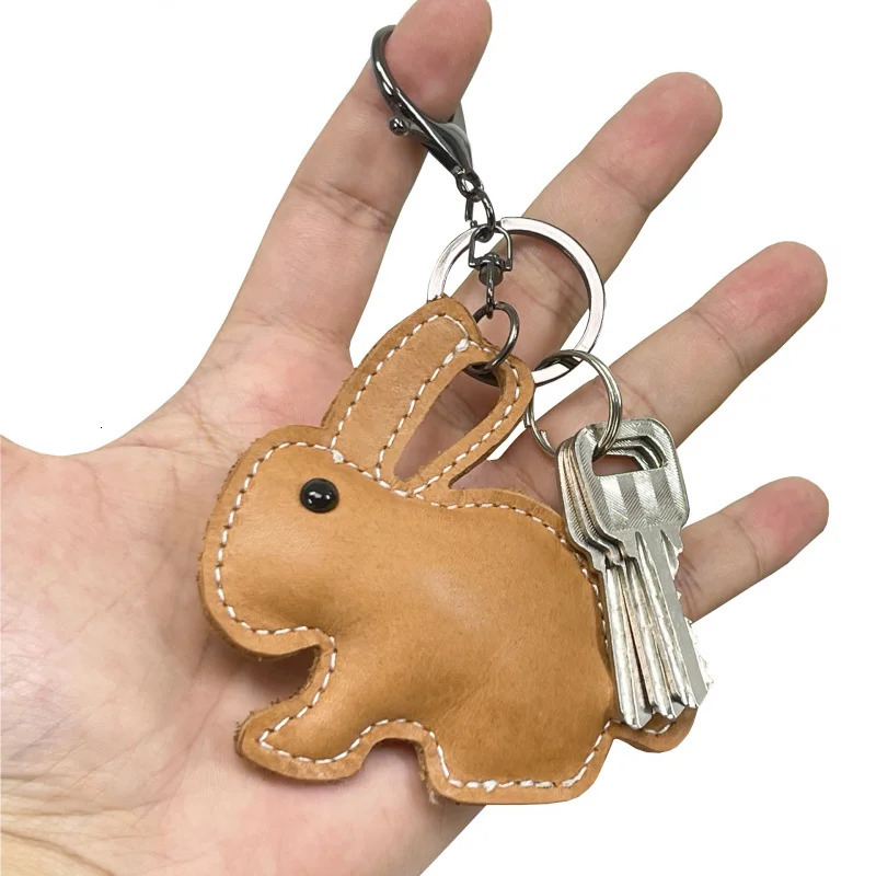 Cute Cow Leather Rabbit Key Ring Mini Men And Women Handbag Pendant Trendy Keychains Luggage Bag Parts Accessories 251013