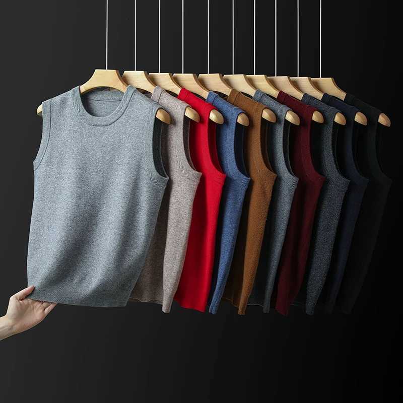 Top Grade Thick AntiPilling New Oneck Brand Business Casual Fashion Men Knit Pullover Sweater Vest Autum Winter Sleeveless W251029