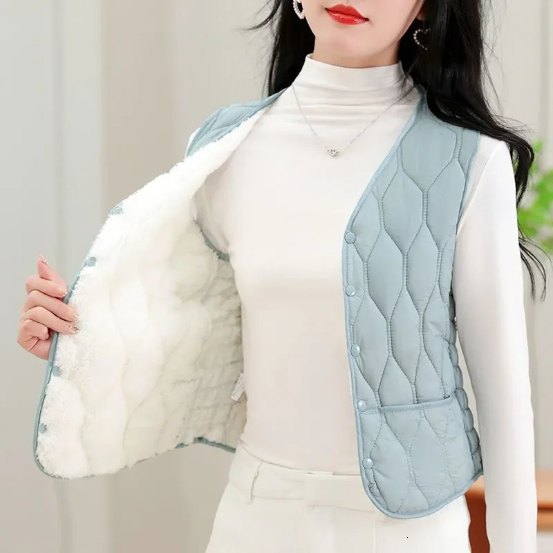 Autumn Down Cotton Solid Color Vneck Sleeveless Vest With Lightweight Warm And Slim Fit Comfortable Versatile Base Vests 251029