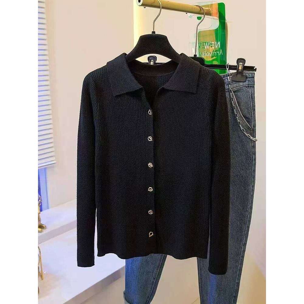 Autumn Winter Korean Fashion Solid Knitted Sweater Women's Long Sleeves Elegant Single Breasted Cardigan Tops Causal Simplicity
