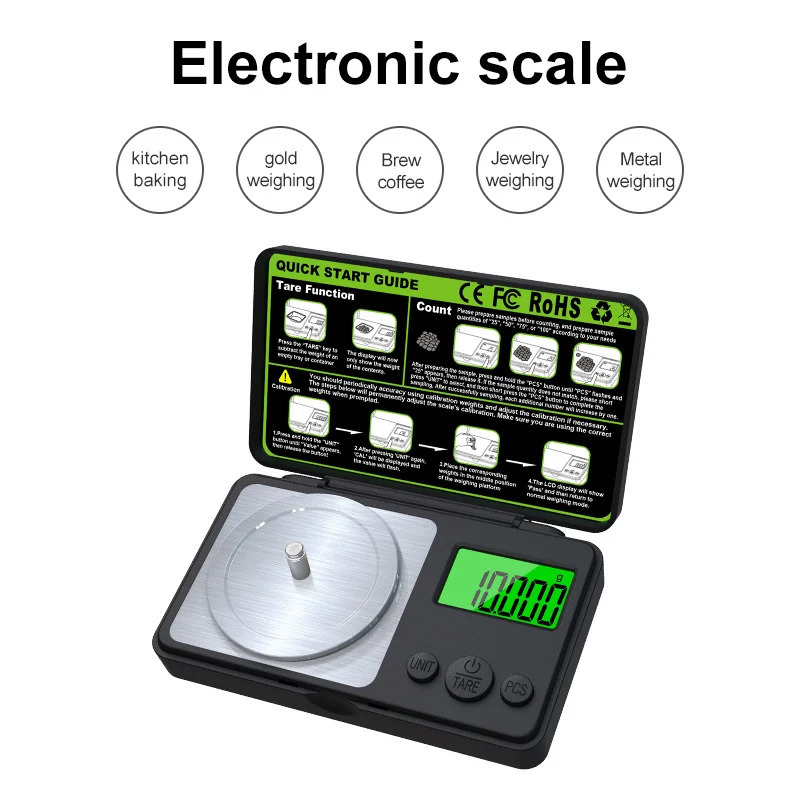 0001g Professional Jewelry Scale 102050100g Electronic Display Precision Mini Pocket Digital Milligram Scales 251028