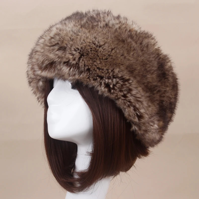 Winter Fluffy Faux Fur Hat Women Soft Keep Warm Plush Empty Top Caps Hairband Outdoor Windproof Skiing Ear Warmer Russian Hats 251029