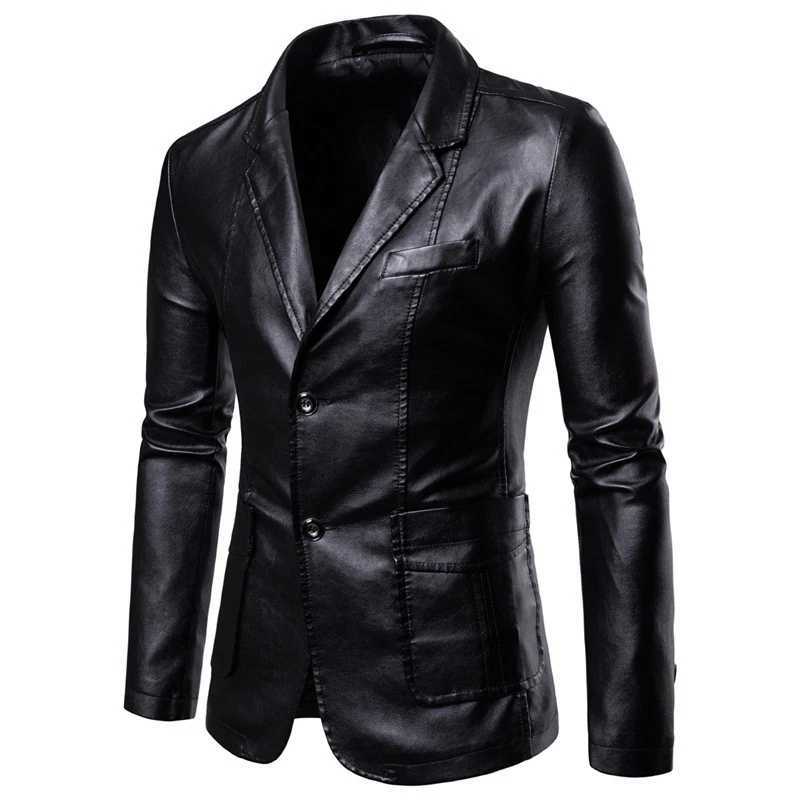 Autumn Mens Leather Jackets Fashion Men Retro Streetwear Biker Jacket Men Lapel Business Windbreaker PU Leather Coats ClothingT251029