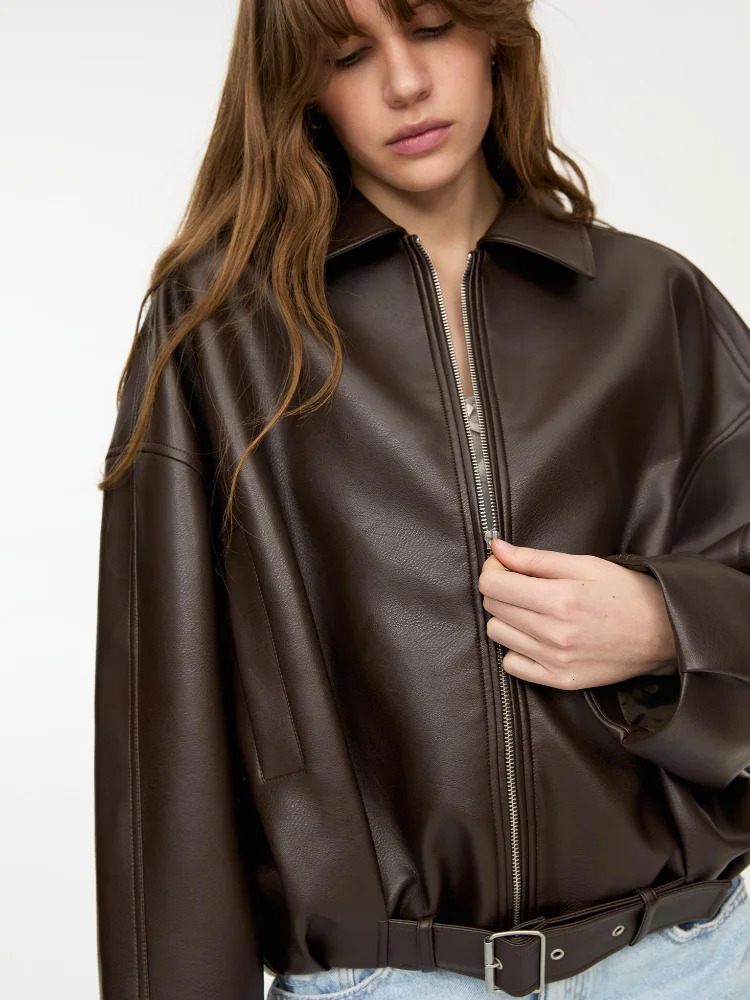 Retro Fashion Jacket Autumn Leatherette Jackets Women Casual Trendy Versatile Cool Personalized Timeless s Street Wear 251029