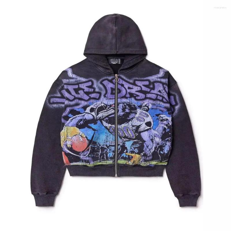 Men's Hoodies American Hip Hop Skateboard Hoodie 3D Graffiti Print Zipper Mens Womens Streetwear Casual Long Sleeve Pullover Sweatshirt