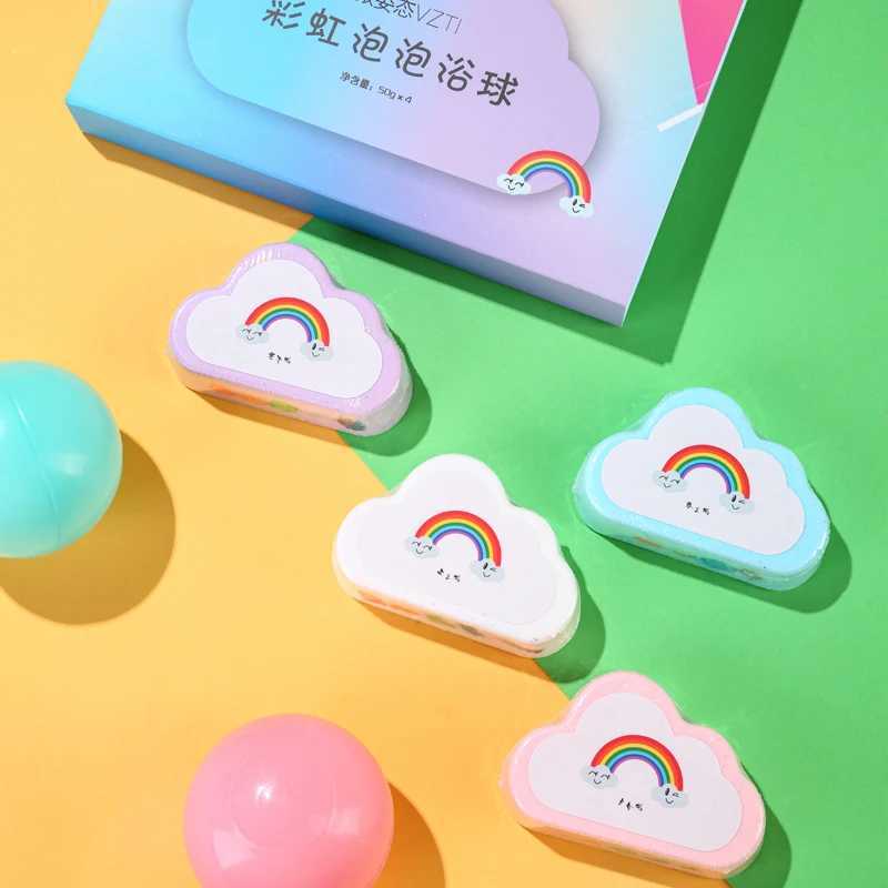Rainbow cloud bath aromatherapy ball childrens bath cleaning bathtub bath essential oil 45g bubble bombs 4pack L251029