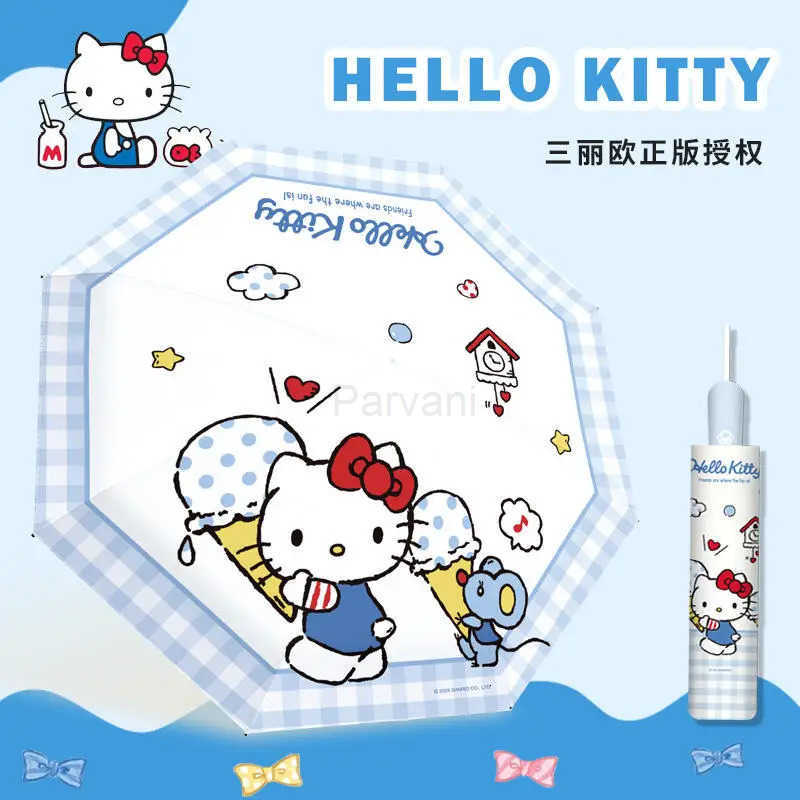 Sanrio Sanrio Hello Kitty Foldable Umbrella Kawaii Anime Cartoon Sunscreen Uv Protection Foldable Sunshine and Rain Dual Use Umbrella L251029