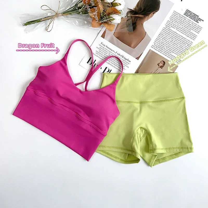 Solid Color Women Tops Back Cross Strap Tank Top Push Up Running Sports Bra Breathable Fitness Beauty Solid Color Yoga BraXJ251029