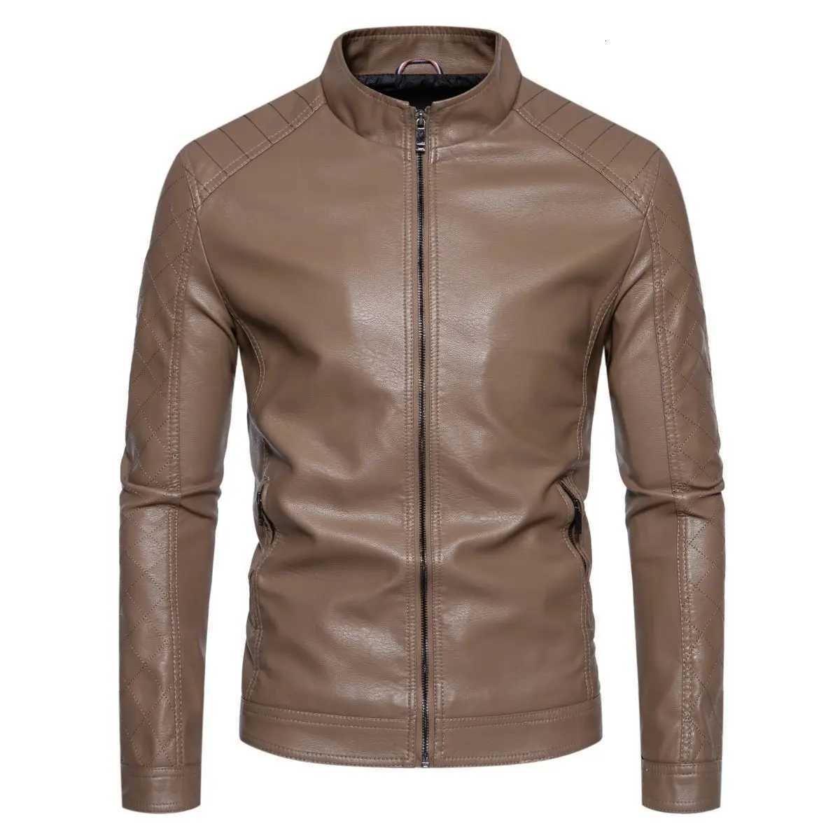 2024 AutumnWinter Mens Autumn New Motorcycle Jacket Mens Stand up Collar Slimming Business Casual JacketT251029