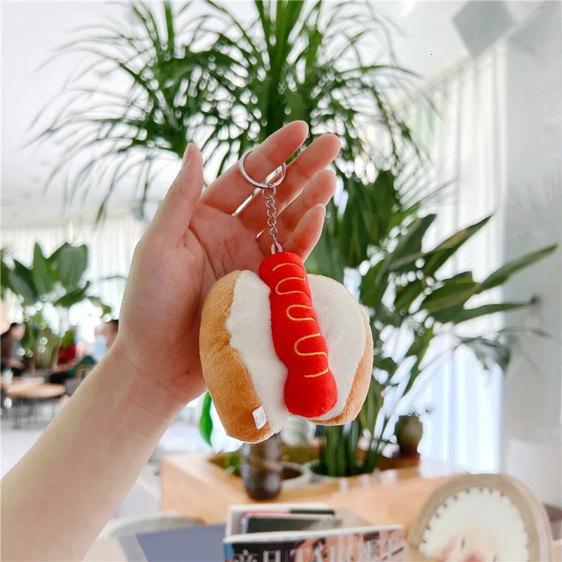 5 PCs Set Creative French Fries Burger Hanging Bag Couple Plush Decoration Girl Heart Car Keychain Little Doll 251013