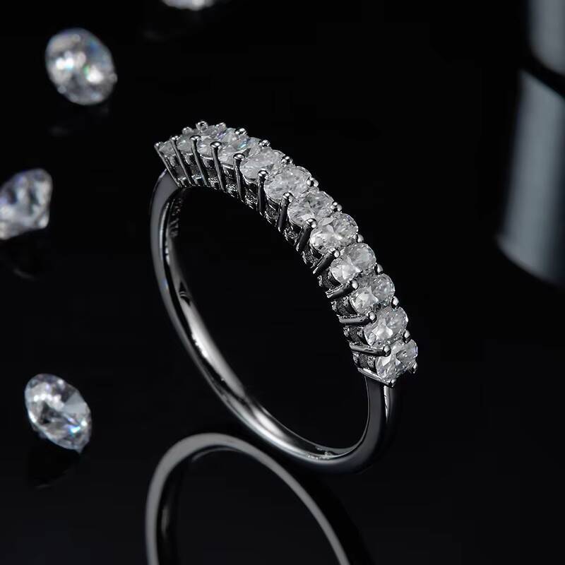 Fine Jewelry Moissanite Ring Price 925 Sterling Silver With White Gold Plated Oval Cut Moissanite Diamond Ring for Wedding