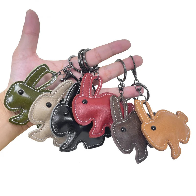 Cute Cow Leather Rabbit Key Ring Mini Men And Women Handbag Pendant Trendy Keychains Luggage Bag Parts Accessories 251013