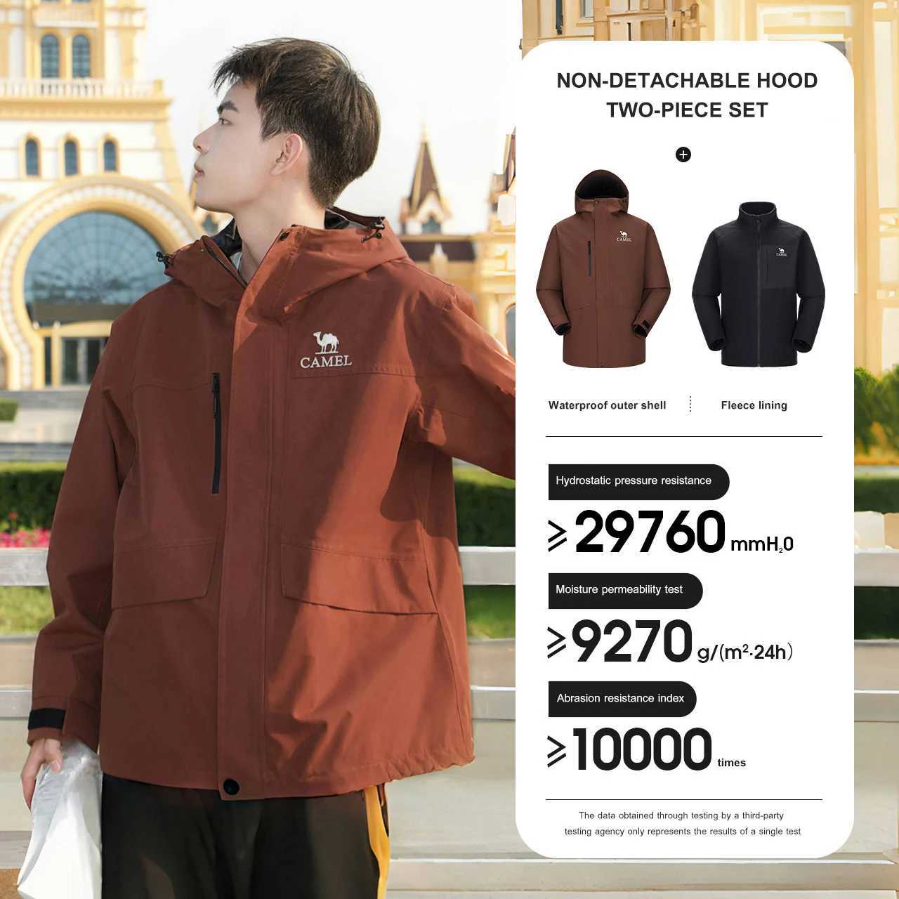 GOLDEN CAMEL Hiking Jackets for Women Men Threeinone Windproof Waterproof Fleece Jacket Winter Mountaineering Coats Clothing J251029