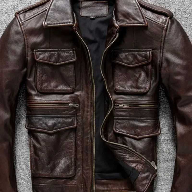 New Vintage Mens Leather Jackets Autumn Winter Casual Motorcycle Slim PU Jacket Biker Leather High Quality Fashion OvercoatT251029