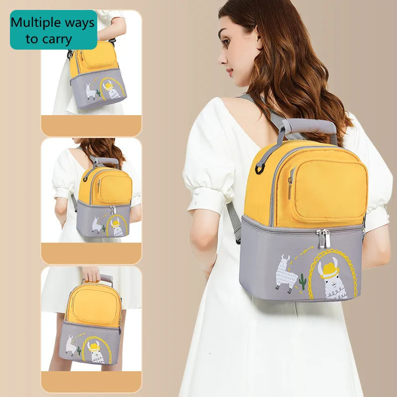Large Capacity Double Layer Lunch Bag Thermal Mommy Cooler Backpack Portable Breast Milk Preservation Bags Insulated Ice Pack 251029