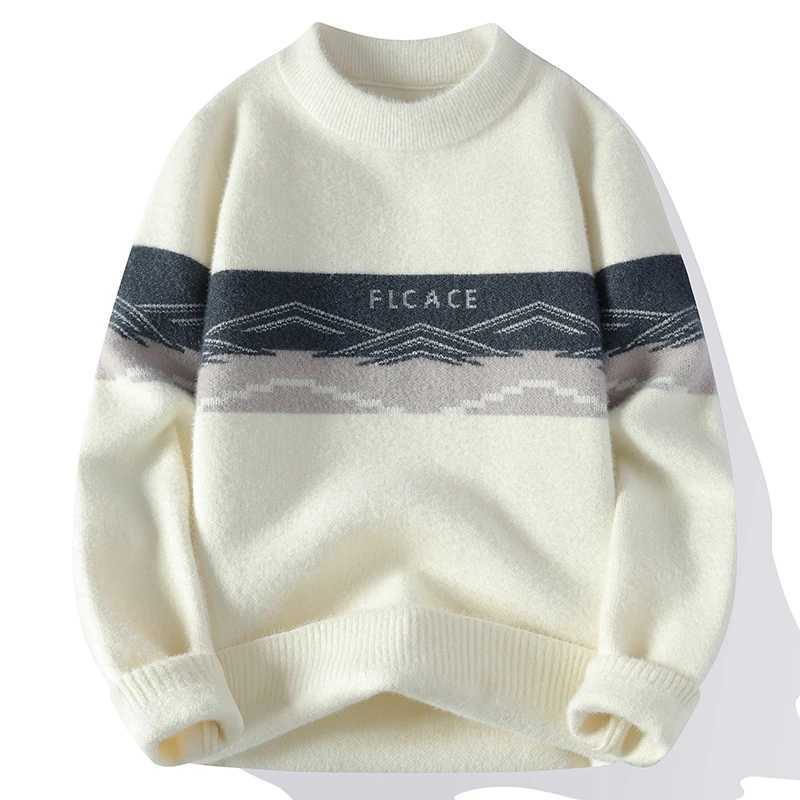 Classic Color Blocking Casual Knitted Sweater Mens Pullover 2025 Warm and Casual Fashion Autumn Winter Elegant Commuting Top J251029
