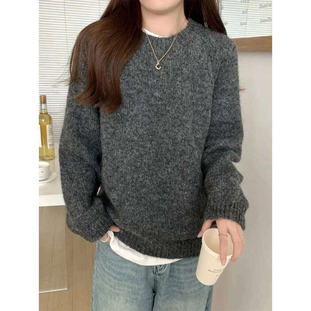 Aoaiiys Pullover Women Casual O Neck Long Sleeve Sweater Coats Fashion Solid Loose Knitted Jumpers Autumn Winter New Pullovers