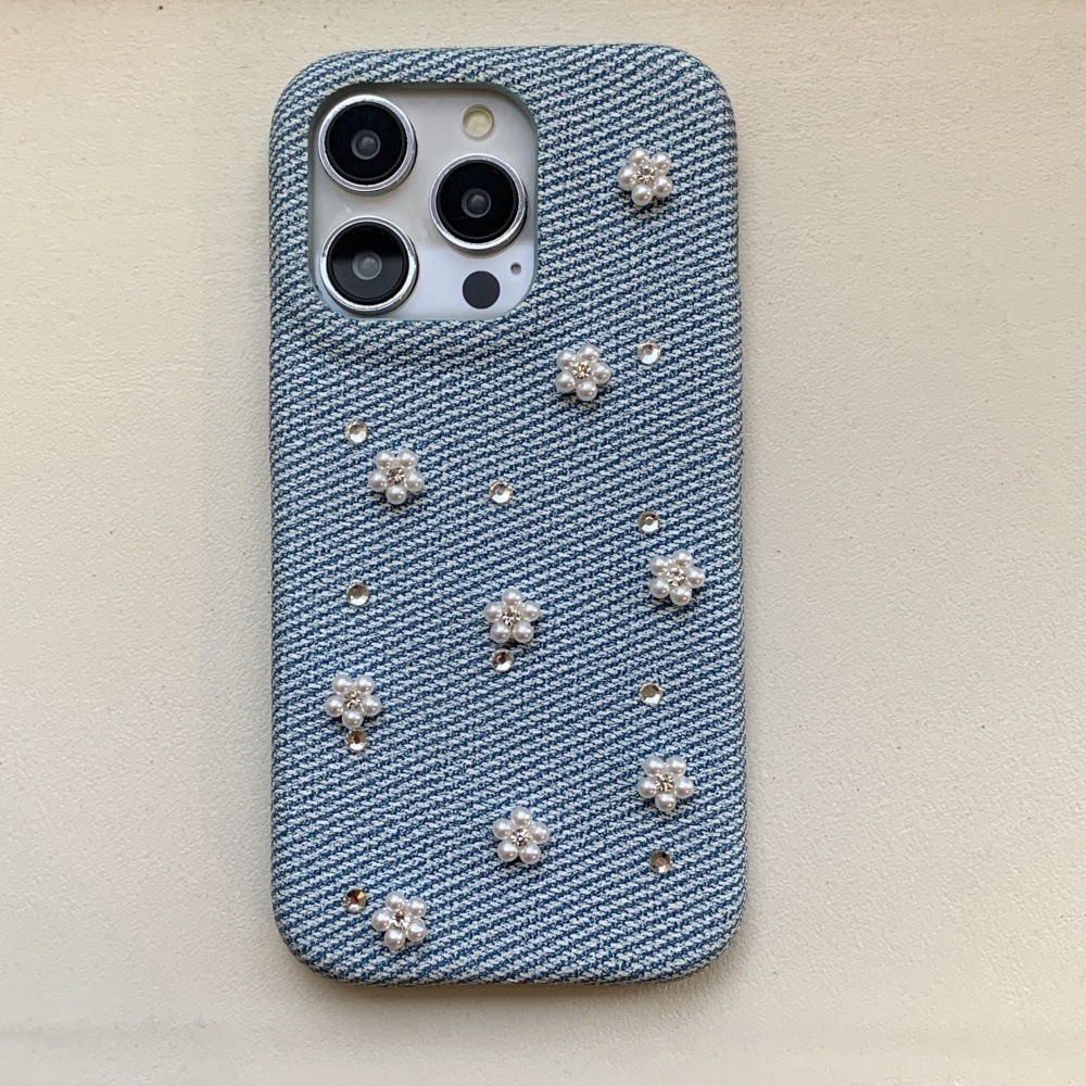 Pearl Heart Bowknot Phone Case Compatible with iPhone 17/16/15 Pro Simple Solid Color 14/13 Cartoon