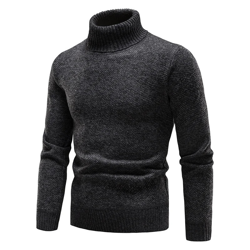 Autumn Winter Fleece Sweater Men Thicker Turtleneck Warm Pullover Slim Fit Man Clothes Black Brown Jumpers Elastic 251029