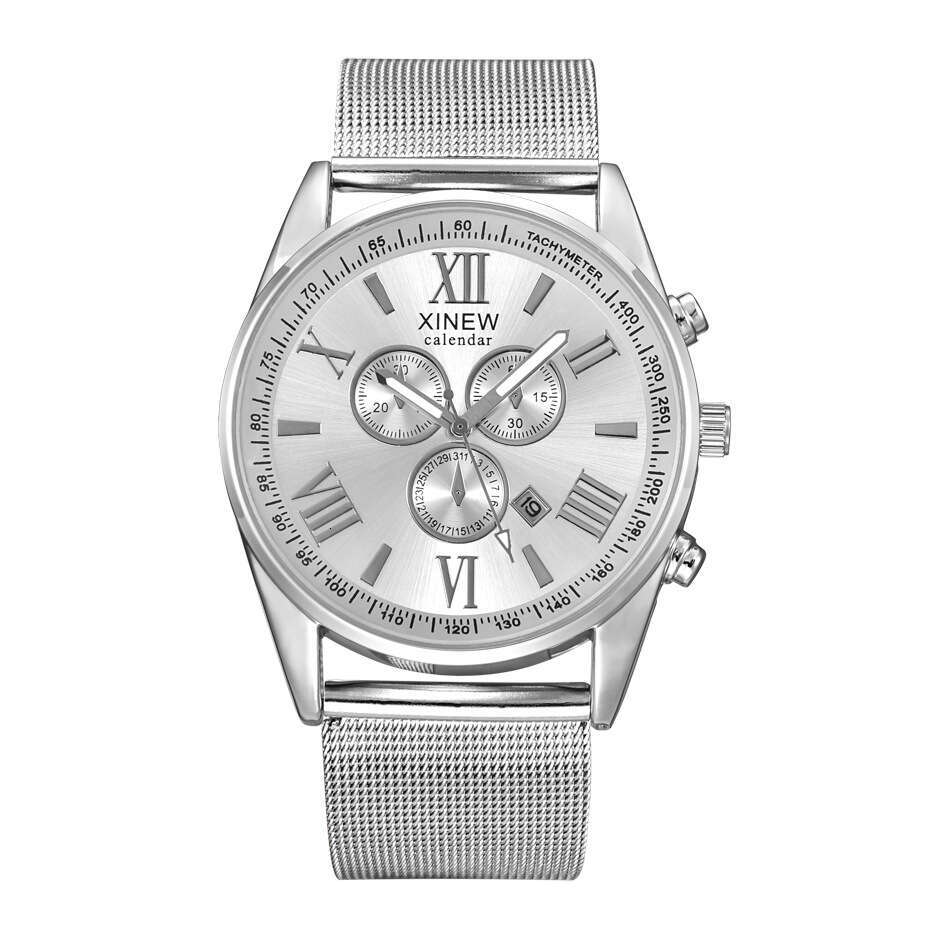 Brand Men's New Calendar Quartz Stainless Steel Strap Watch