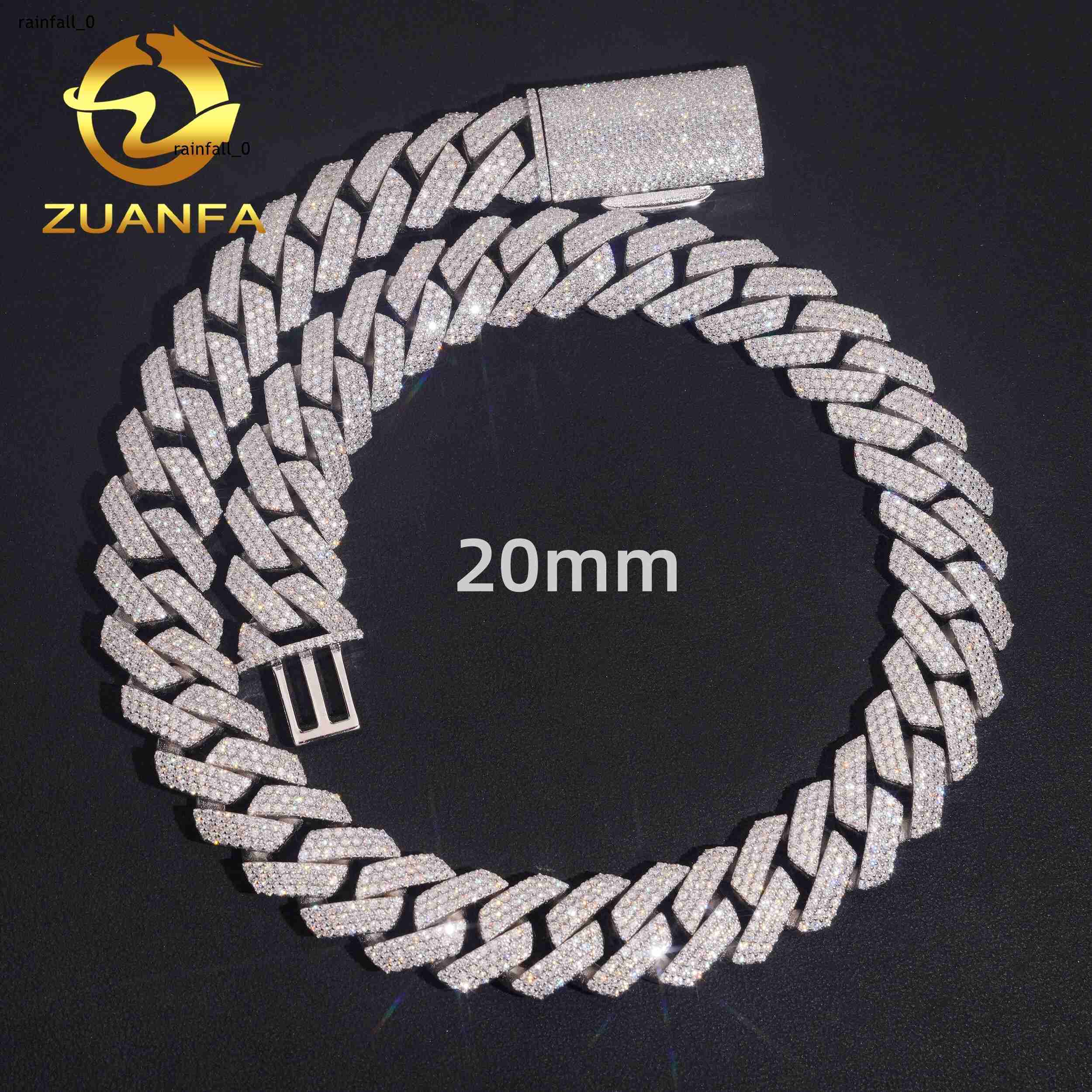 Wholesale Hip Hop Jewelry 20MM Cuban Chain Moissanite 925 Silver Iced Out Cuban Link With GRA Certificate Men Chain