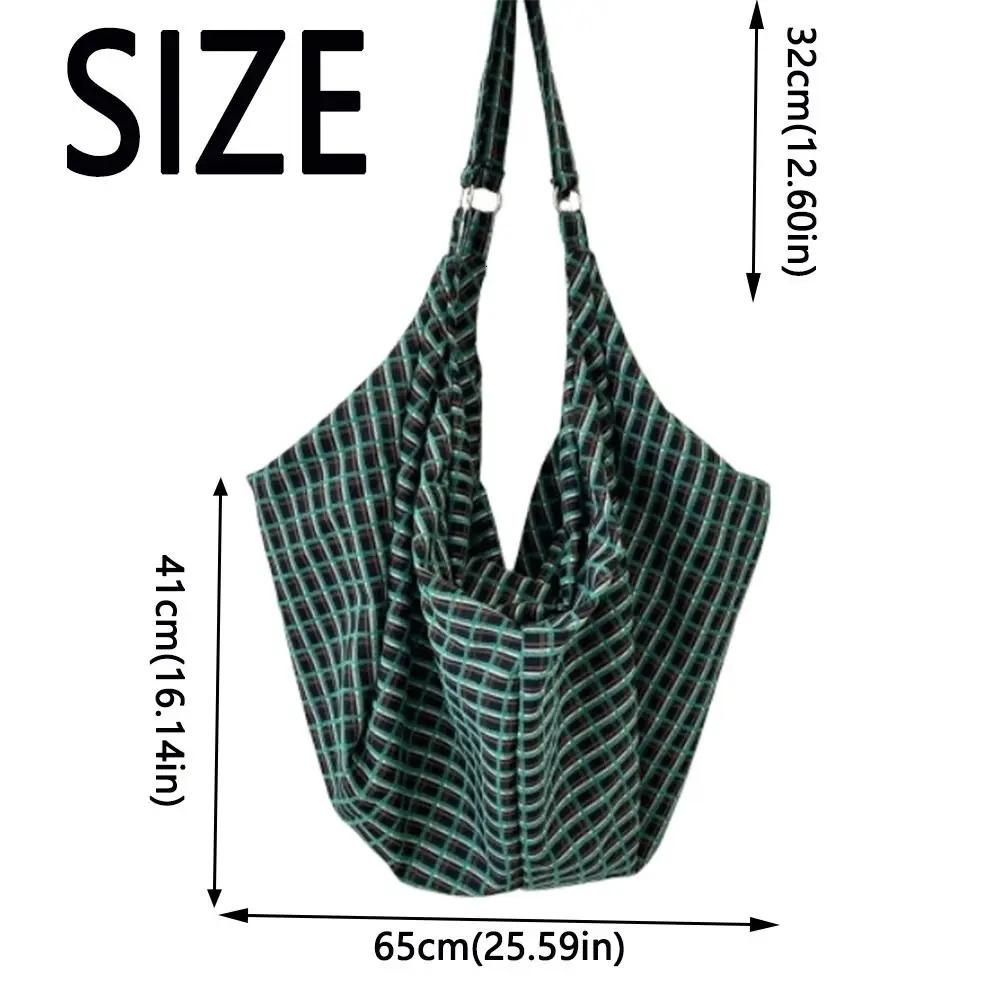 Retro Plaid Tote Bag Plaid Shoulder Bags Canvas Underarm Bag Large Capacity NonAdjustable Strap Singleshoulder Bag Commuting 251029