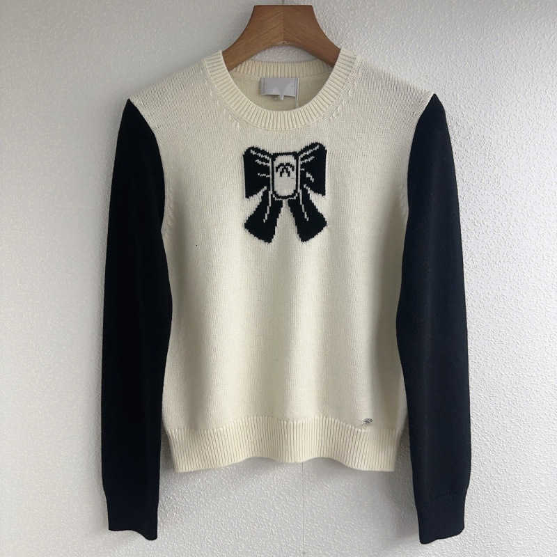 Women's Knits & Tees Designer Goods Top Premium Version CH Autumn New Color-Block Bow Jacquard Pullover Knit Sweater YGAB