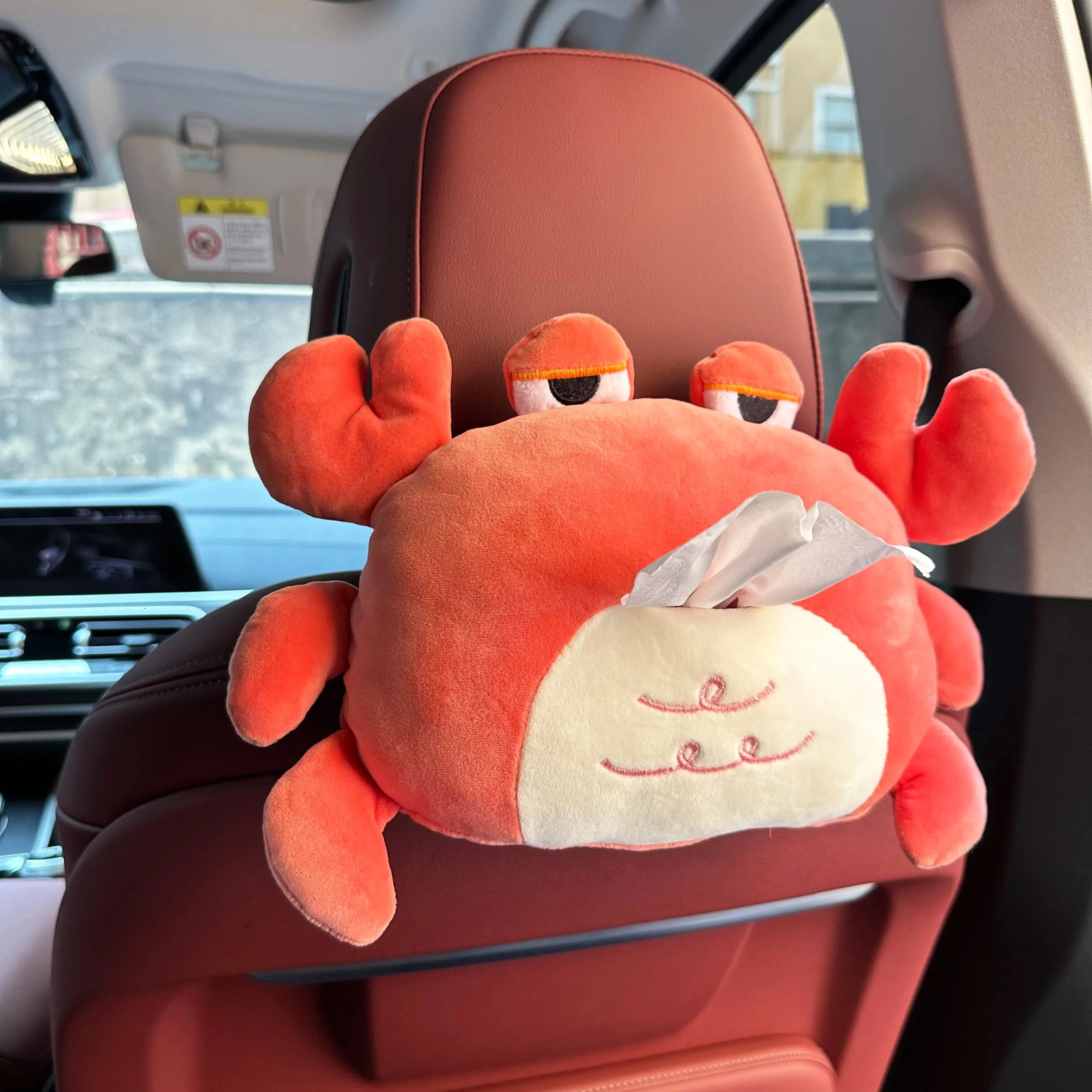 Cute red Crab Car Tissue HolderCartoon Plush Auto Paper Towel Box Holder Universal Car seat Decor NonSlip Safe Auto 251029