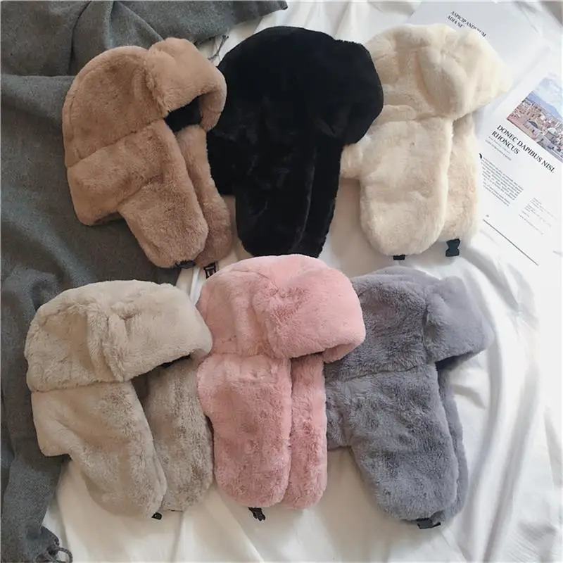 Womens Hat Winter HaTt Ushanka for Female Thicken Cold Cap Warm Windbreak Pilot with Earflaps 251013