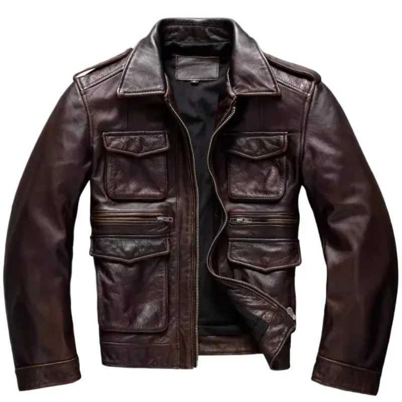 New Vintage Mens Leather Jackets Autumn Winter Casual Motorcycle Slim PU Jacket Biker Leather High Quality Fashion OvercoatT251029