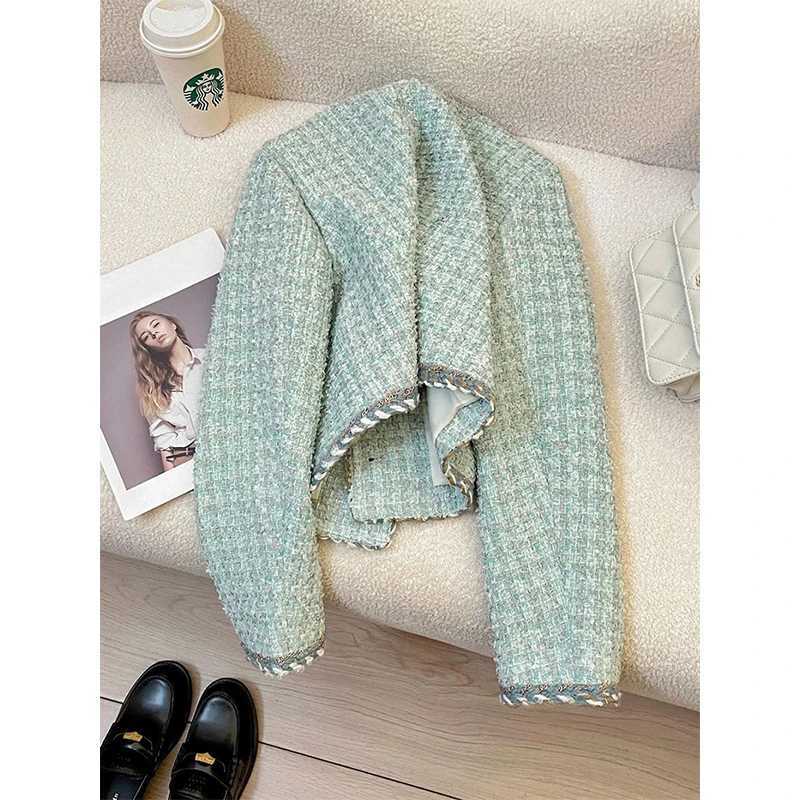 MEXZT Vintage Cropped Tweed Jacket Women Elegant Patchwork Quilted Coats Winter Ladies Korean Long Sleeve Short Outerwears Tops1 Y251105