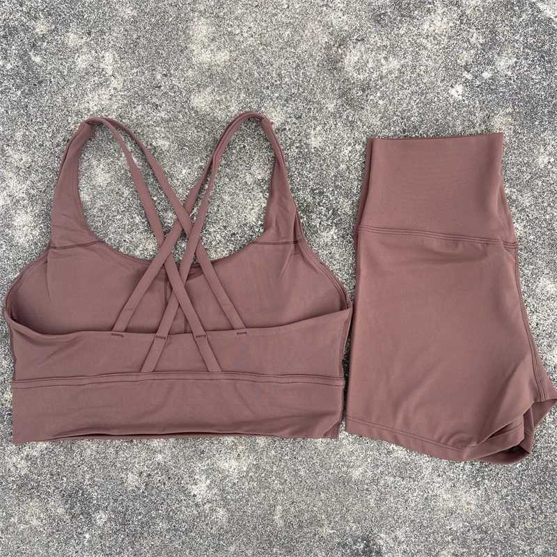 Solid Color Women Gym Yoga Suit Soft Crossback straps Women fitness Sport Bra Top Tight Sports Short Athletic Workout ClothesXJ251029