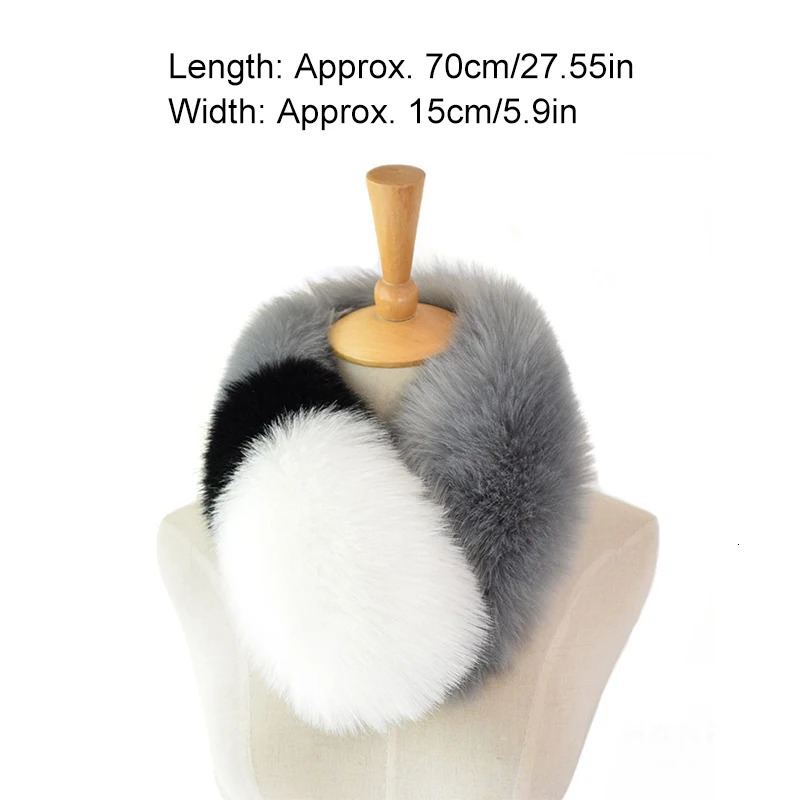 Soft Fluffy Faux Fur Scarf for Women Winter Thick Keep Warm Plush Collar Neck Warmer Ladies Elegant Neckerchief 251021