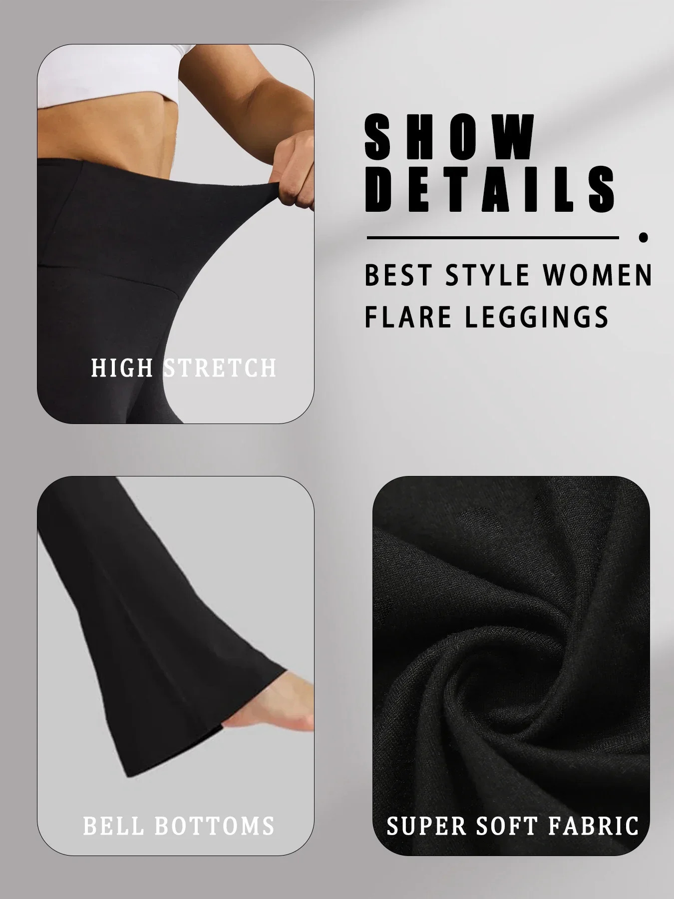 Womens Super Soft Flare Pants High Waisted Tummy Control Workout Yoga Leggings Bell Bottoms 251029