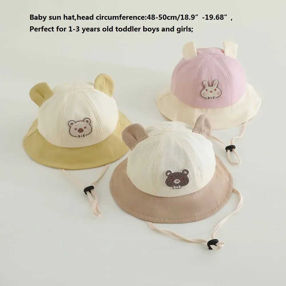 New Panama Autumn Cartoon Bear Ear Cotton Baby Bucket Hat For Boys Girls Children Beach Sun Hat Kids Uv Protection Cap251028