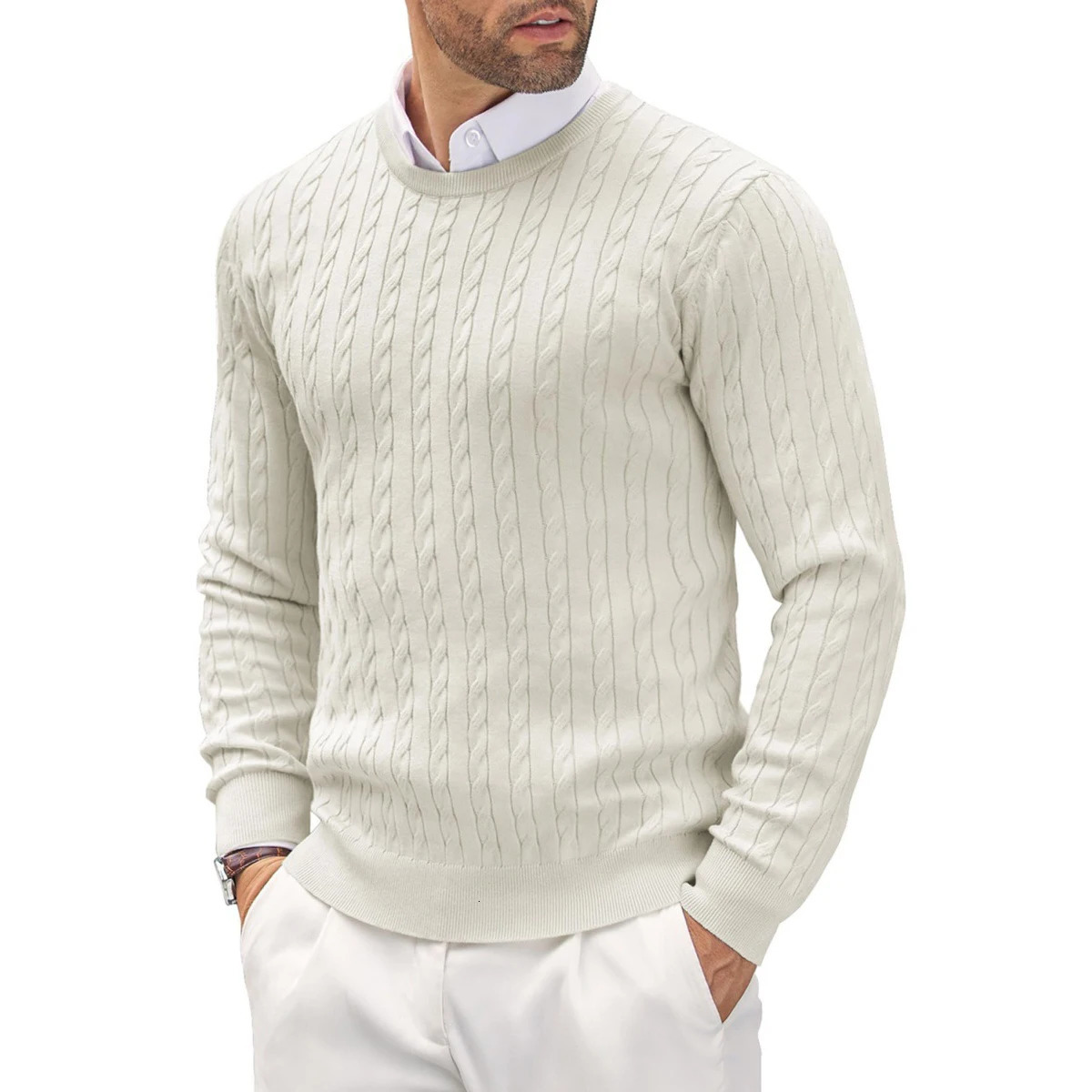 Spring Autumn Mens ONeck Knitted Sweater Fashion Slim Fit Smart Casual Knit Pullovers Men Long Sleeve Knitting Sweaters Top 251029