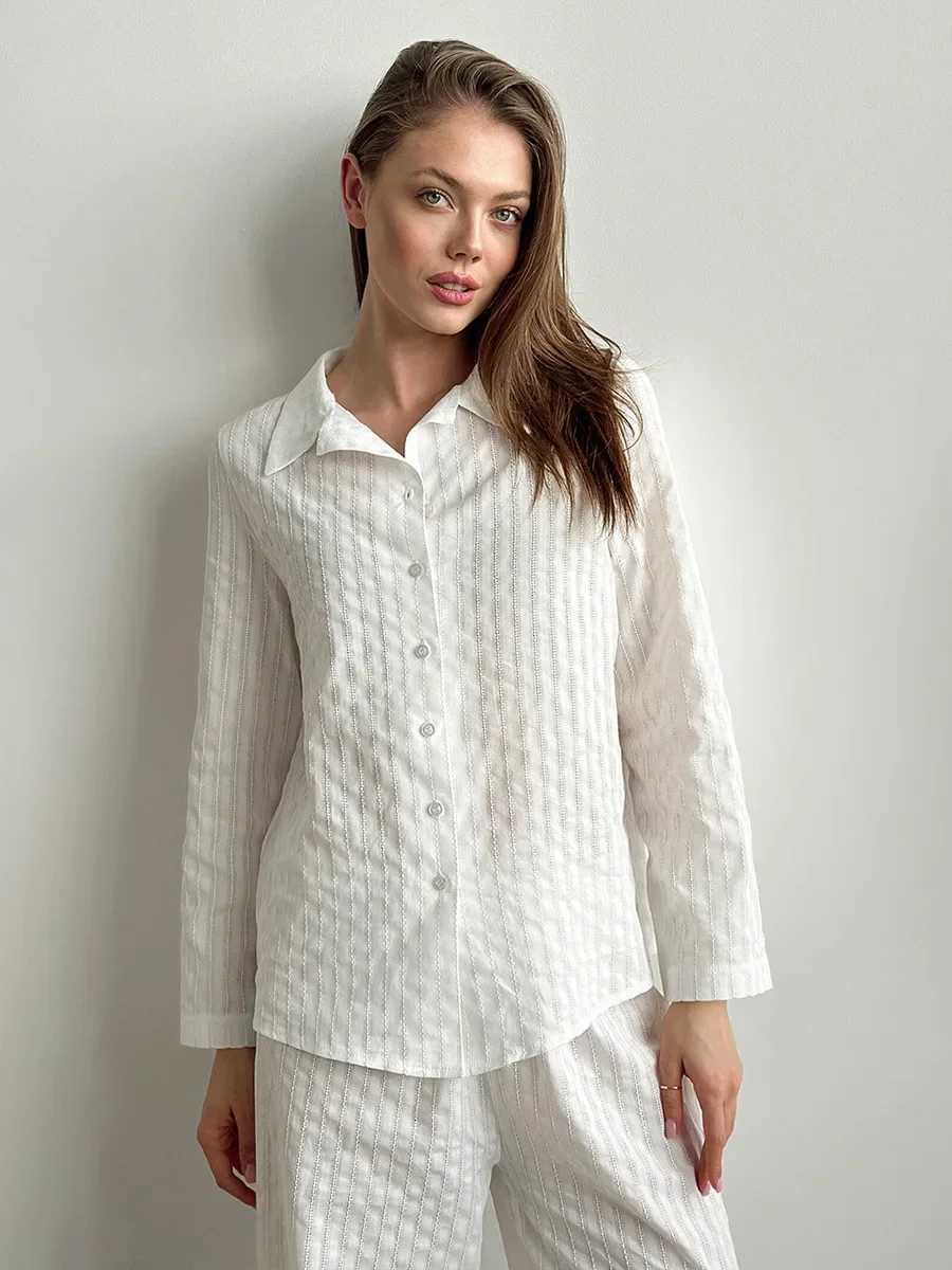 Blubelle 100 Cotton Cardigan Pants Pajama Set 2025 New Style Lapel Long Sleeved Long Pants Pajama Womens Casual SetT251029