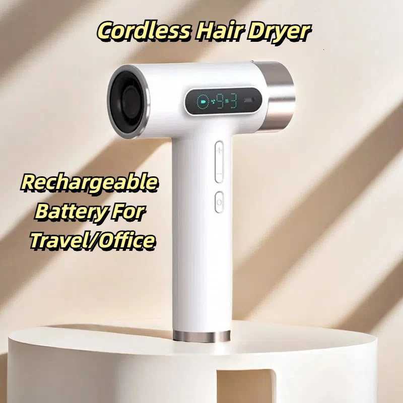 Super Portable USB Charging Wireless Hair Dryer 00000RPM High Wind Powerful ColdHot Air Styling Tools LED Display W251029