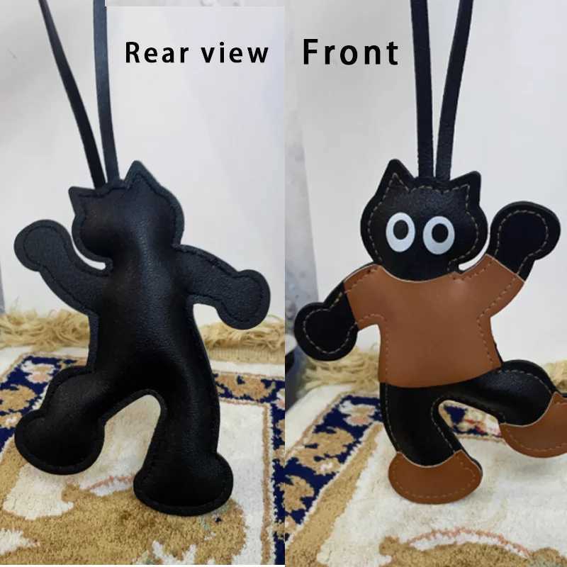 Cartoon Cat Doll Keychains PU Leather Fashion Car Keyring Hanger Bag Pendant Hanging Ornament for Bag DecorationW251029