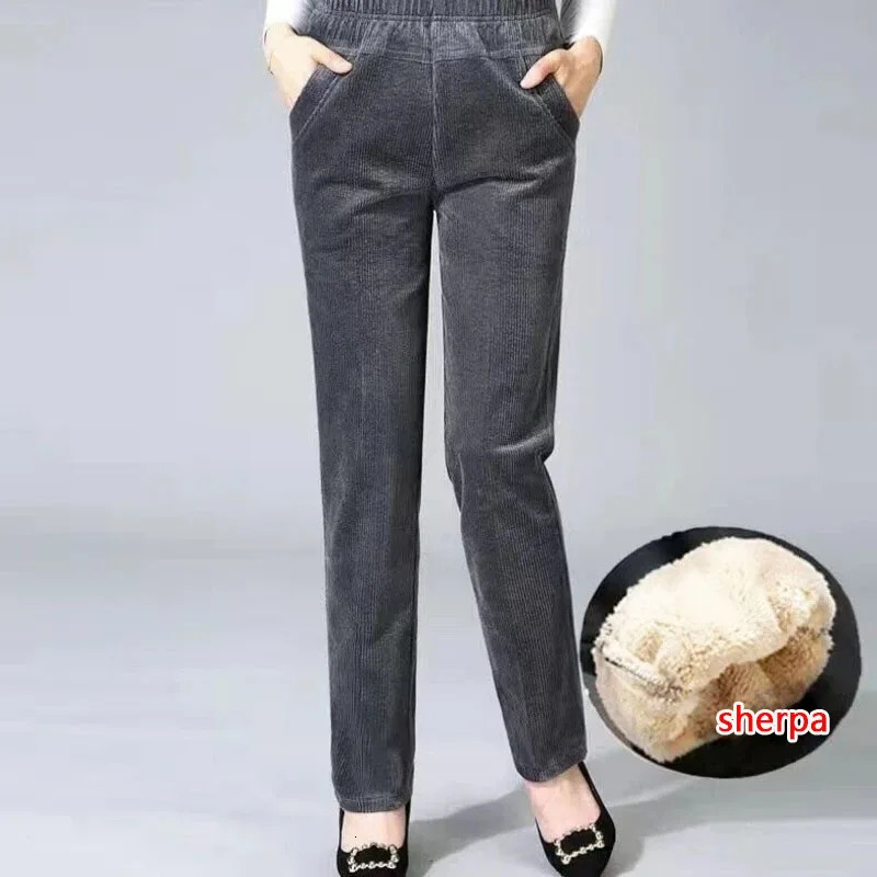 Thin Plush Thick Casual Pants Fleece Pencil Womens Corduroy Warm High Waist Autumn Winter Leggings Trousers 251029