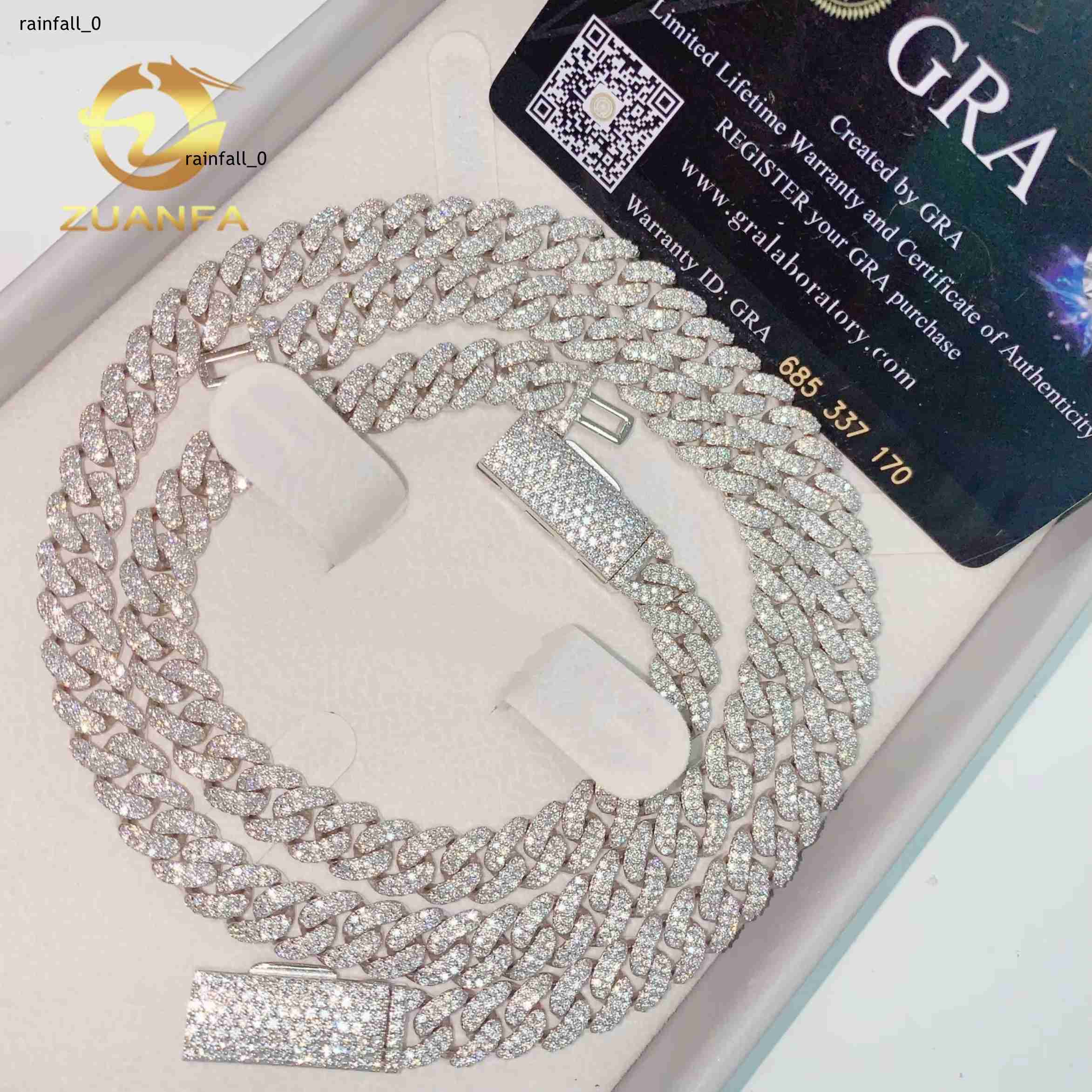 Affordable Fine Jewelry Cuban Link Chain Necklace Moissanite 8mm Soldier Chain Moissanite Chain Cuban Links 925