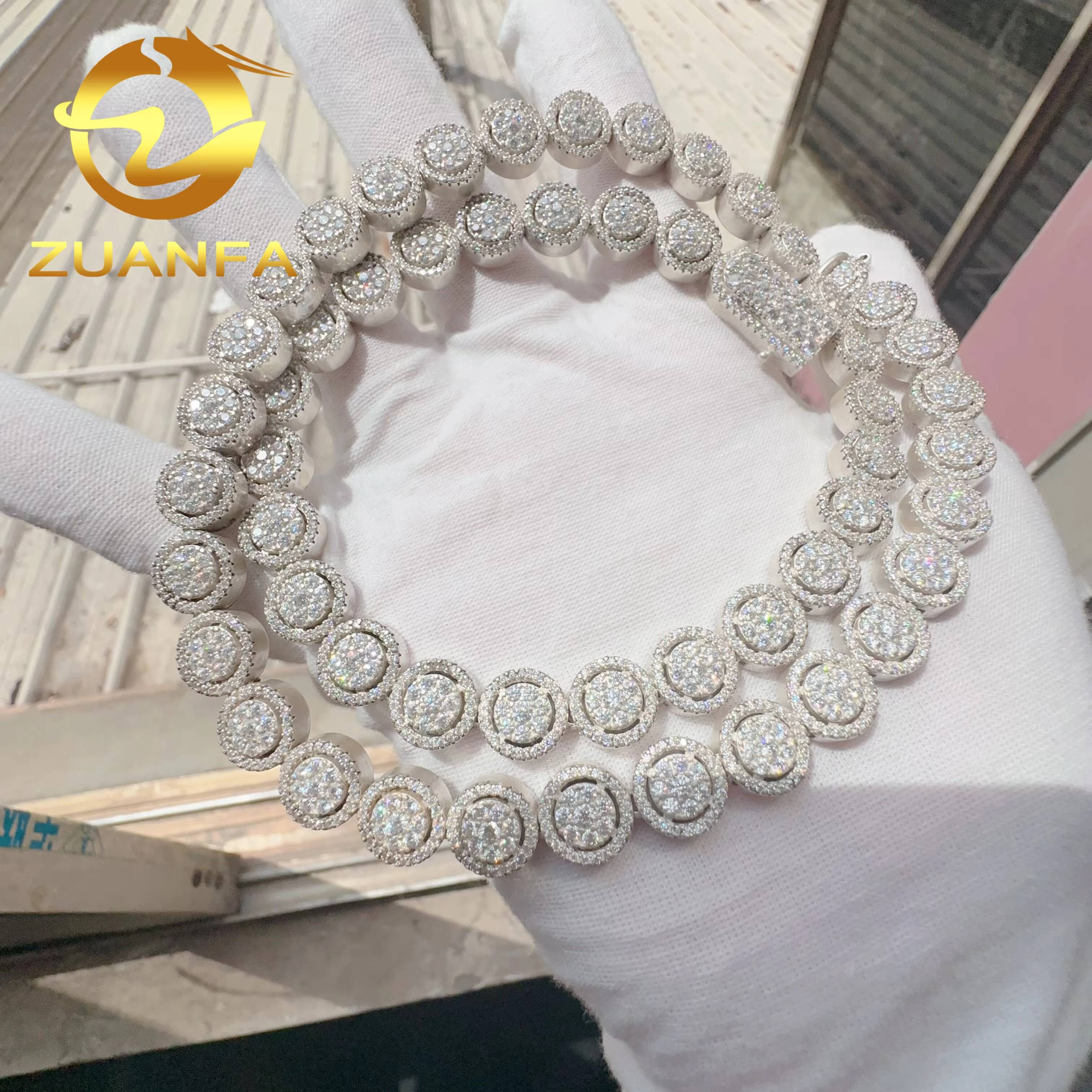 Fine Jewelry Sterling Silver S925 Hip Hop Iced Out Vvs Moissanite Diamond Jewelry Tennis Necklace Tennis Chain