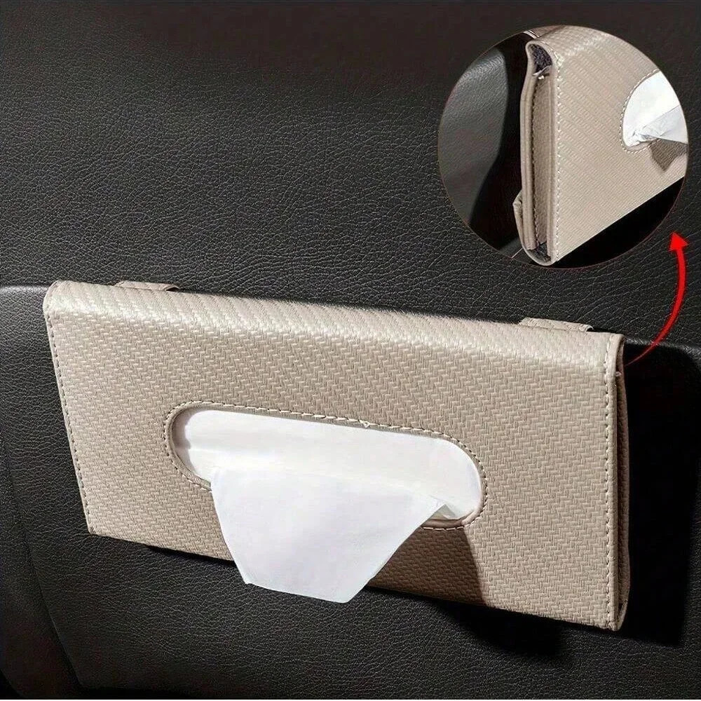 Car Tissue Holder Car Sun Visor Napkin Case Multifunctional PU Leather Back Seat Tissue Box Tissue Bag For All Models 251029