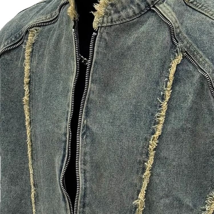 American Style Frayed Washed Denim Jacket For Designer Jacket Men Spring And Autumn Trendy Brand Vintage Design Cool And Loose Fit Couple's Jacke